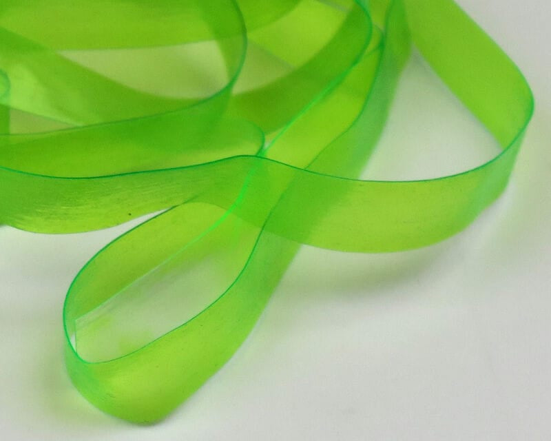 Hareline Scud Back translucent chartreuse ribbon, flexible flat plastic strip for fly tying