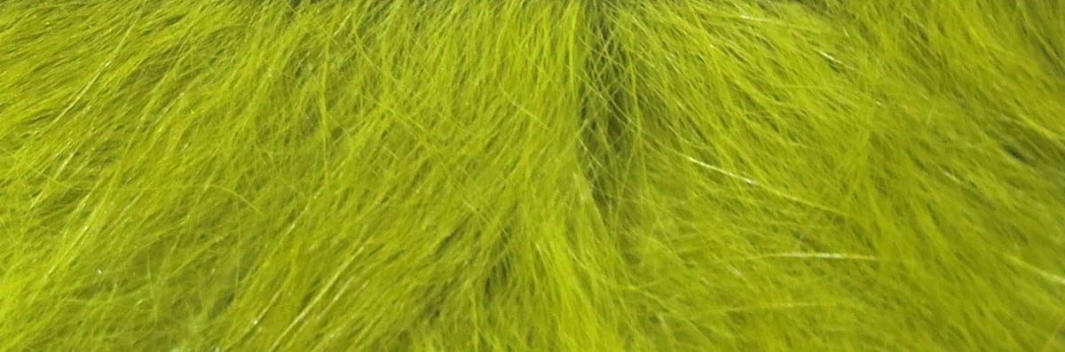 Chartreuse Hareline silky bunnybou strips with long soft fur fibers for fly tying