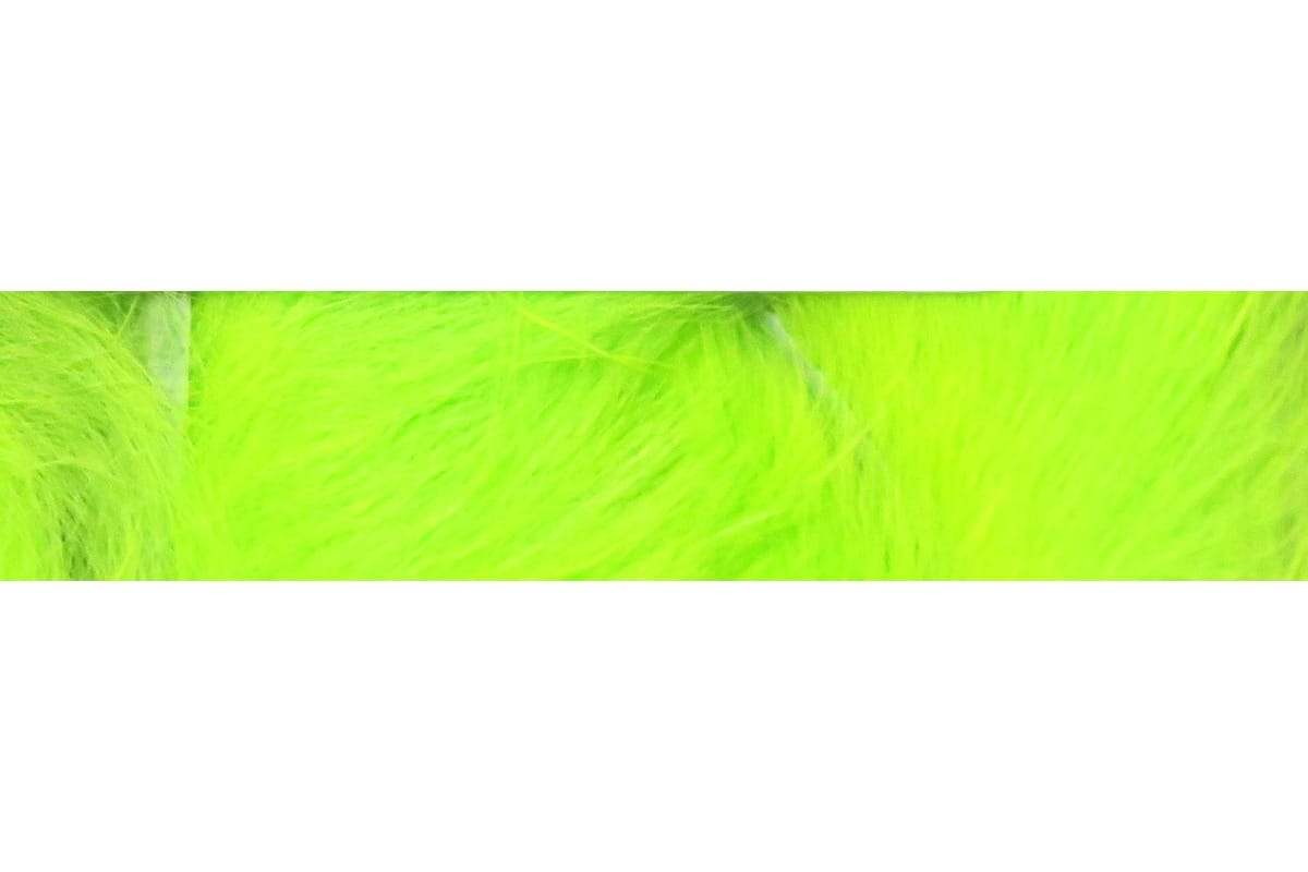 Fluorescent chartreuse silky bunny strips with soft long fur fibers for fly tying