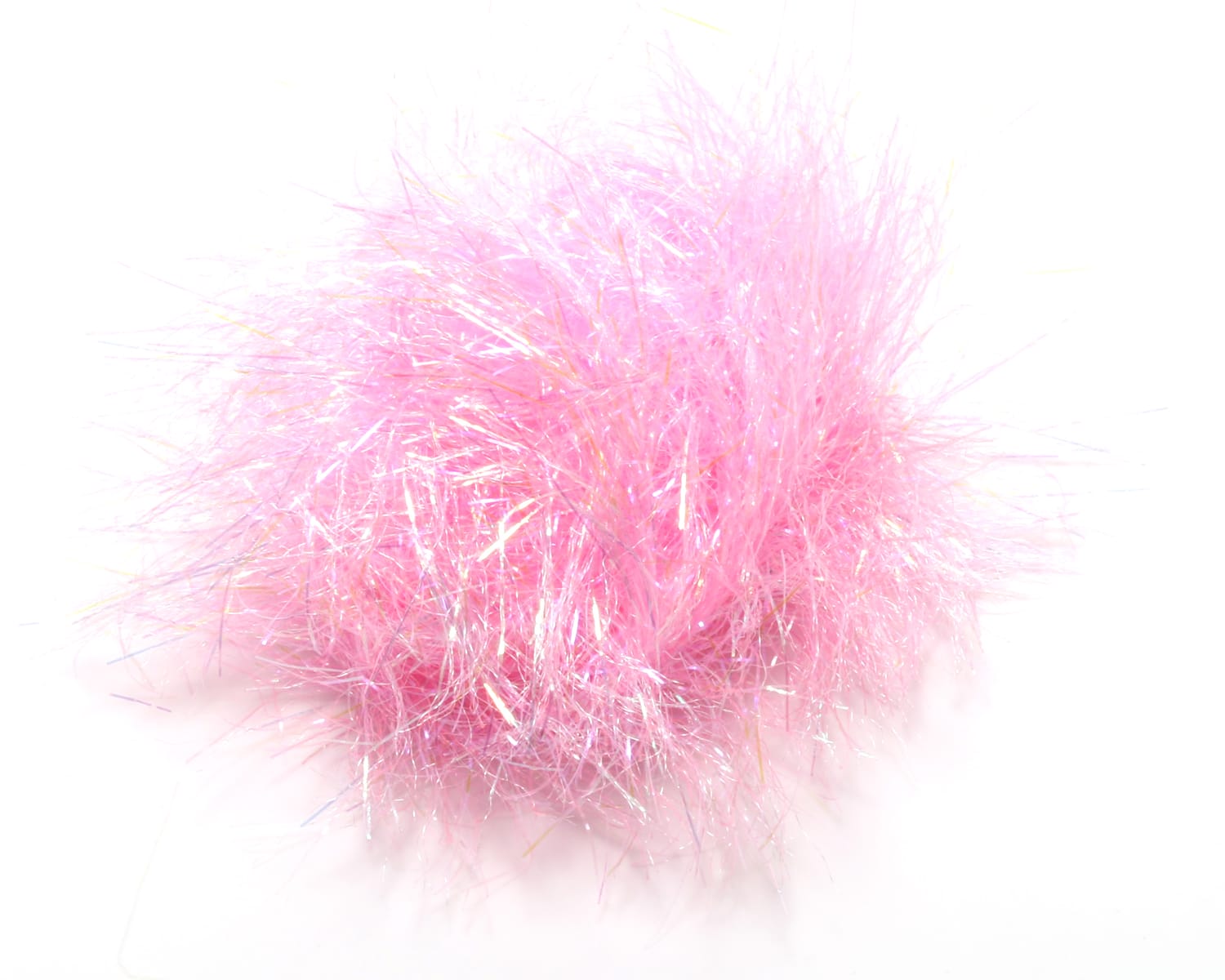 Pink Hareline Spectrum Glimmer chenille tuft with iridescent, sparkly synthetic fibers for fly tying