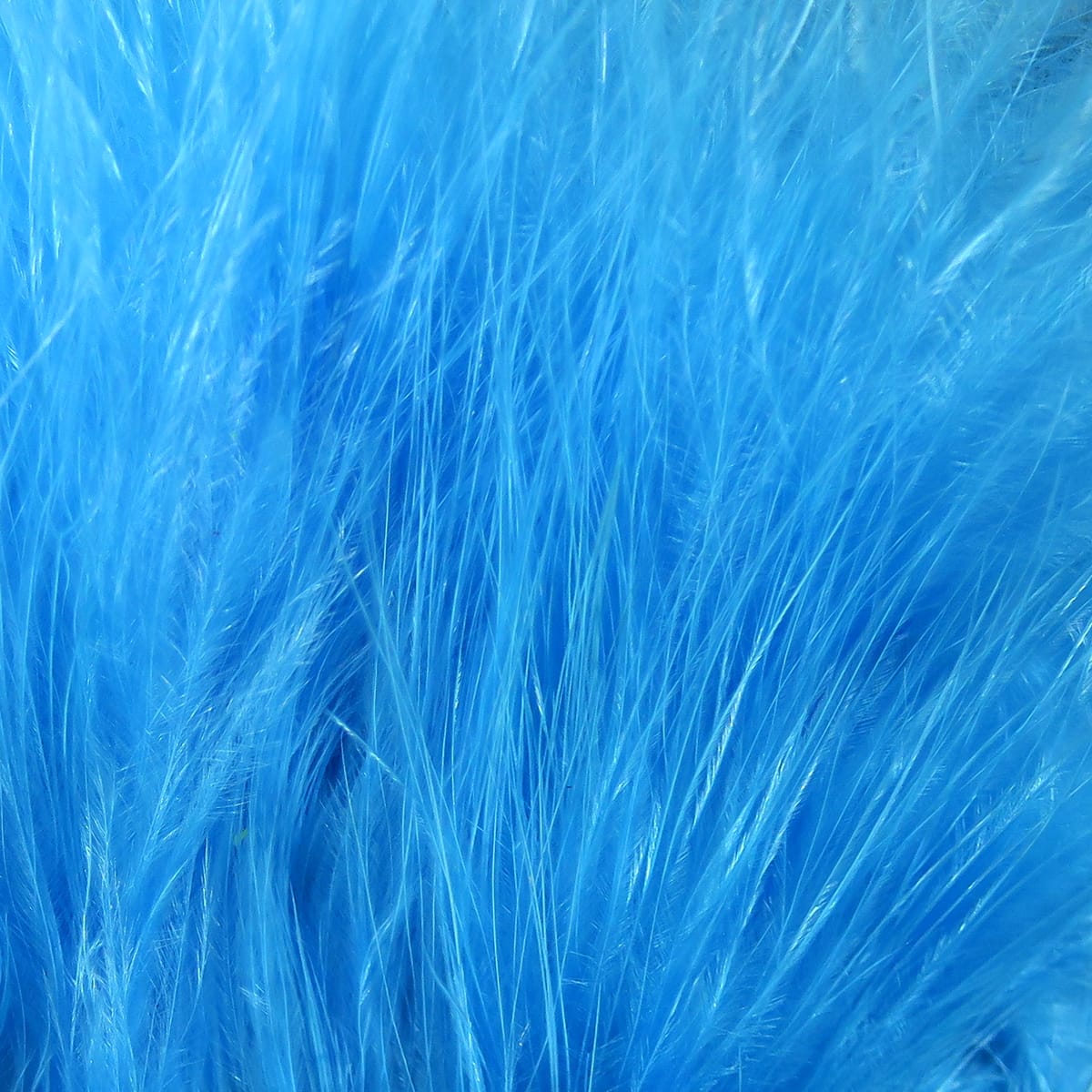 Bright blue Hareline marabou blood quills, soft fluffy feather strands for fly tying and lure materials