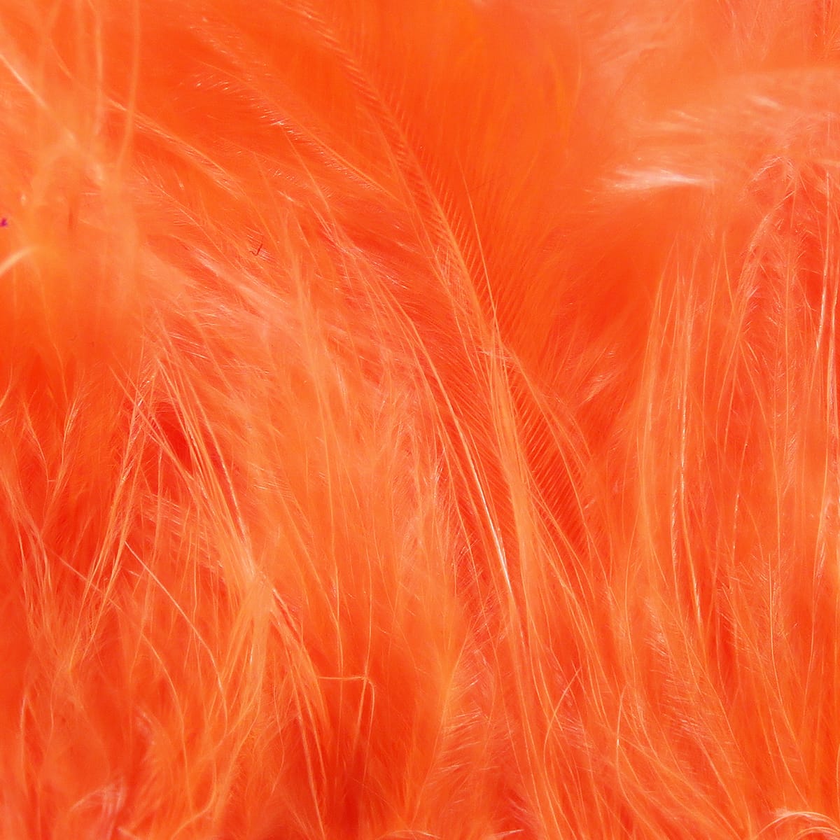 Bright orange marabou feathers with soft wispy quills for fly tying