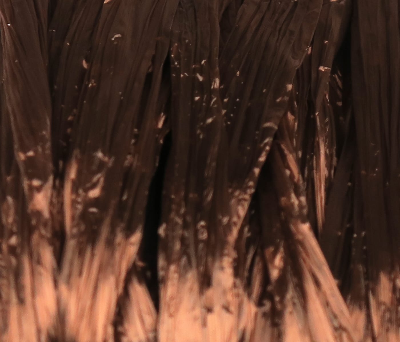 Hareline Swiss Straw brown speckled flat fibers for fly tying, dark chocolate base with tan flecked tips