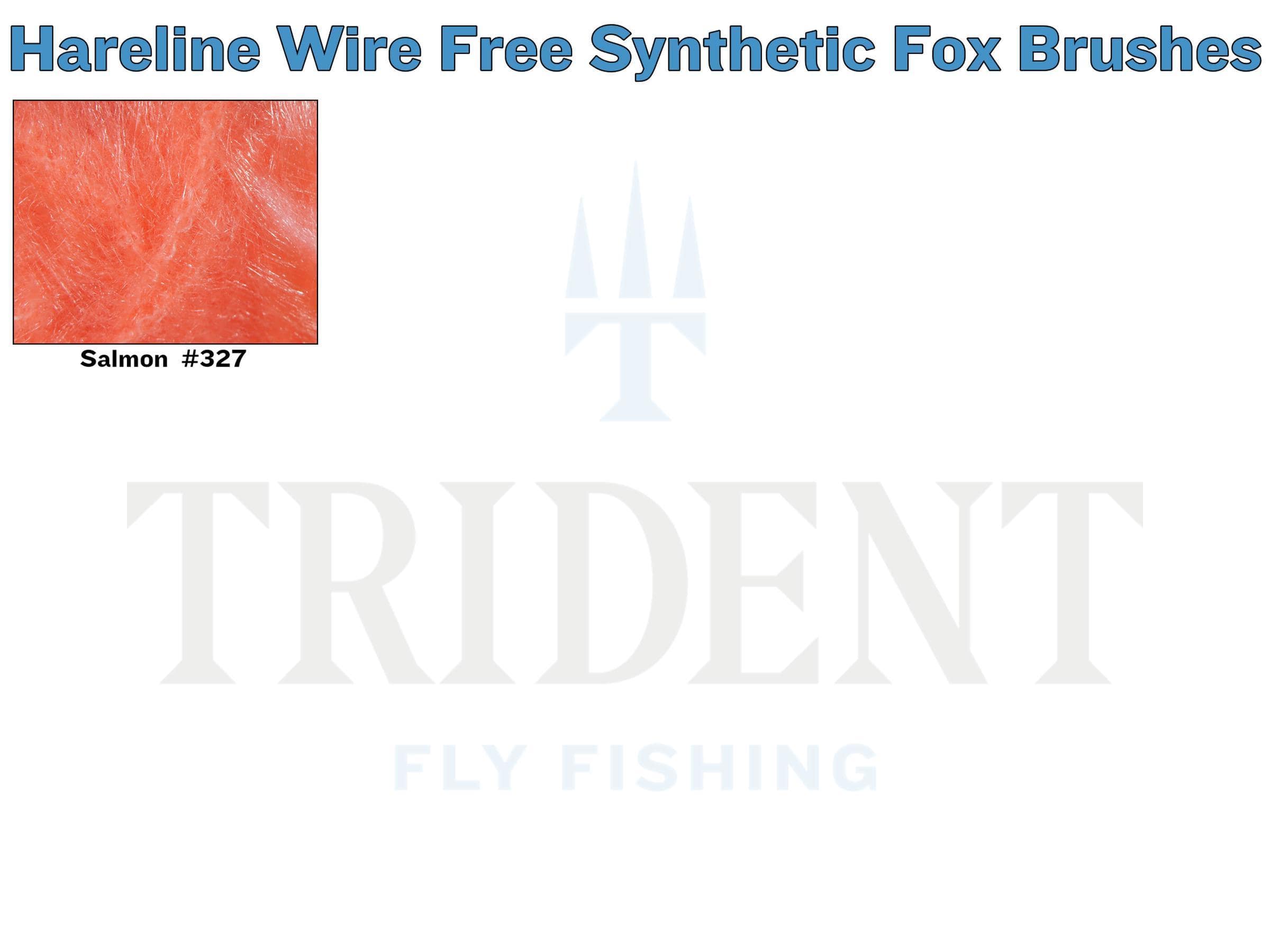 Salmon #327 Hareline wire-free synthetic fox brush swatch, fluffy salmon-pink synthetic fur for fly tying