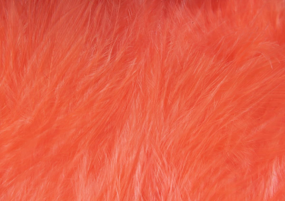 Bright coral-orange marabou feathers, soft fluffy filaments ideal for Woolly Bugger fly tying