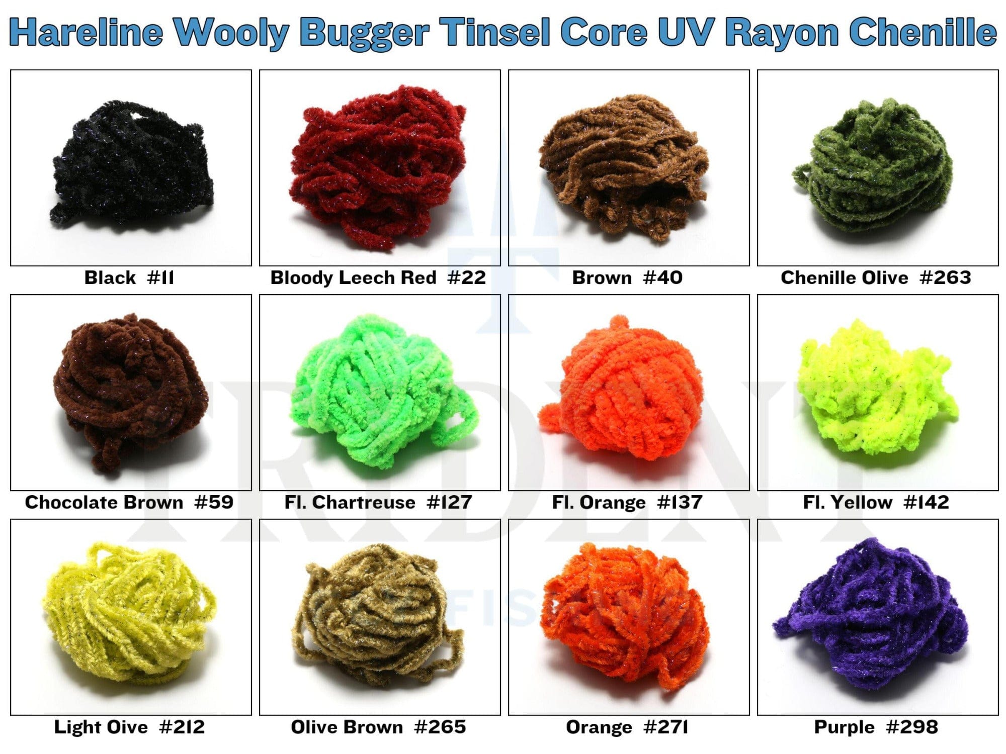 Hareline Wooly Bugger Tinsel Core UV Rayon Chenille