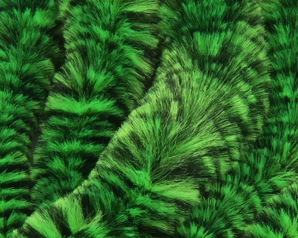 Bright green and black striped fluffy synthetic fur tails for fly tying, Mangum's Mini Dragon Tails