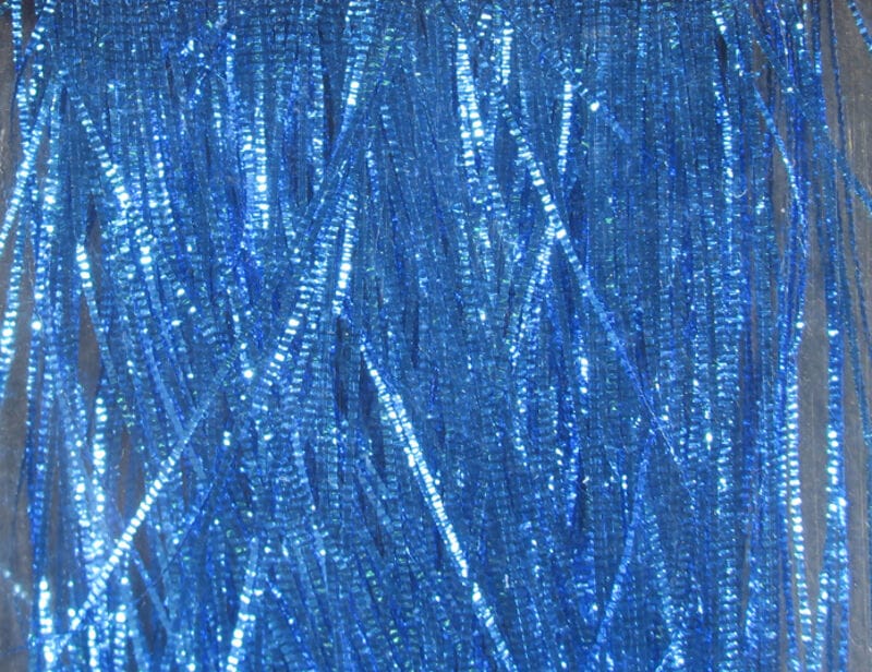 Hedron Fire Fly Tye blue metallic tinsel strands, iridescent synthetic flash for fly tying