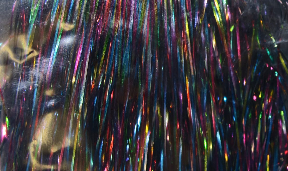 Hedron Flashabou iridescent metallic tinsel for fly tying, multicolored thin reflective strips