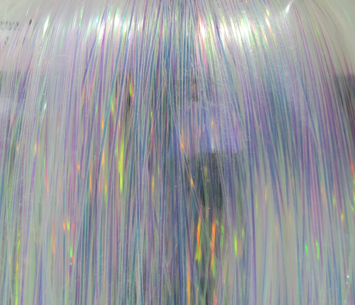 Hedron Flashabou iridescent pearlescent synthetic strands in pastel rainbow, holographic tinsel for fly tying