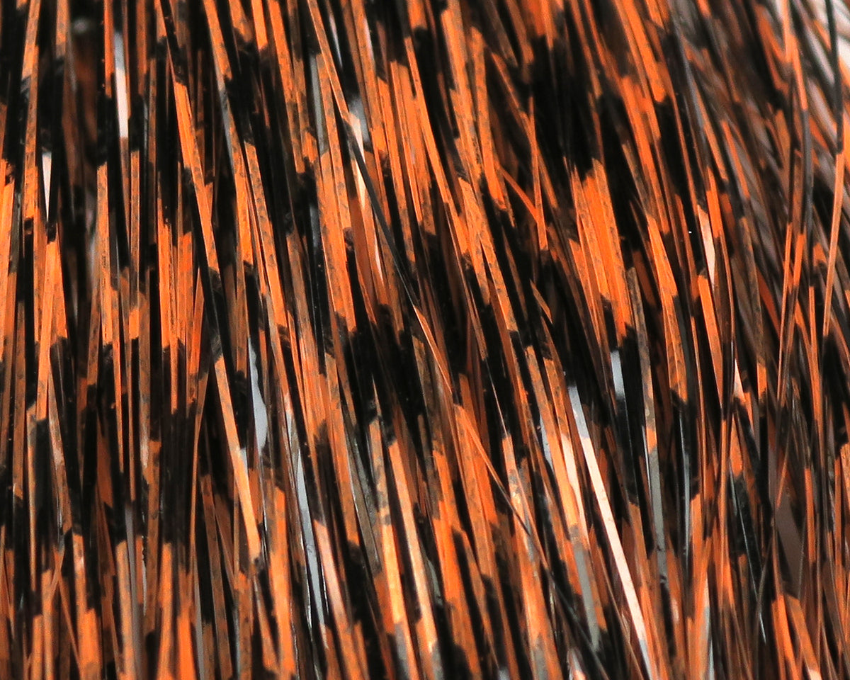 Hedron Grizzly-barred Flashabou metallic tinsel, orange and black barred flash fibers for fly tying