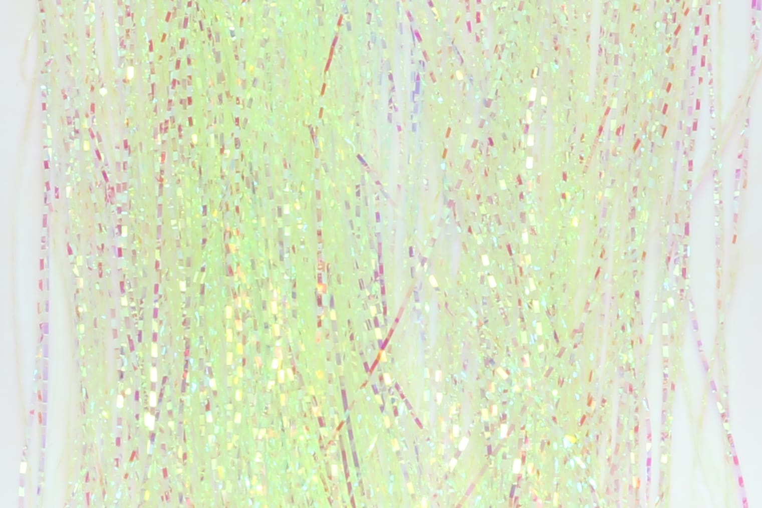 Hedron Lateral Scale pale chartreuse holographic tinsel strands with rectangular lateral scale flashes for fly tying