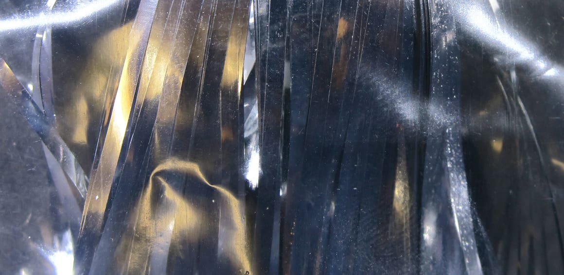 Hedron Saltwater Flashabou silver and black reflective tinsel strips for fly tying, narrow holographic metallic flash
