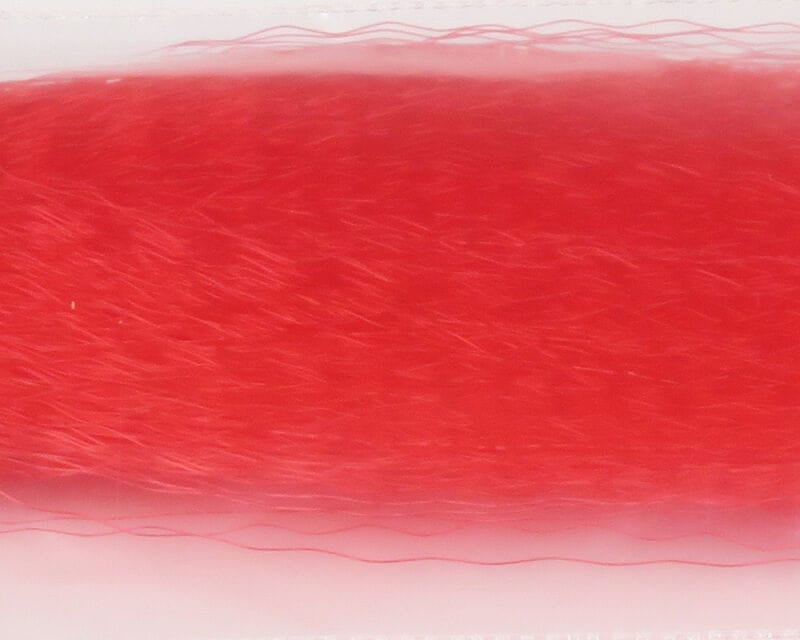 Hedron Supreme Super Hair bright red synthetic hair fibers, silky long translucent strands for fly tying lures
