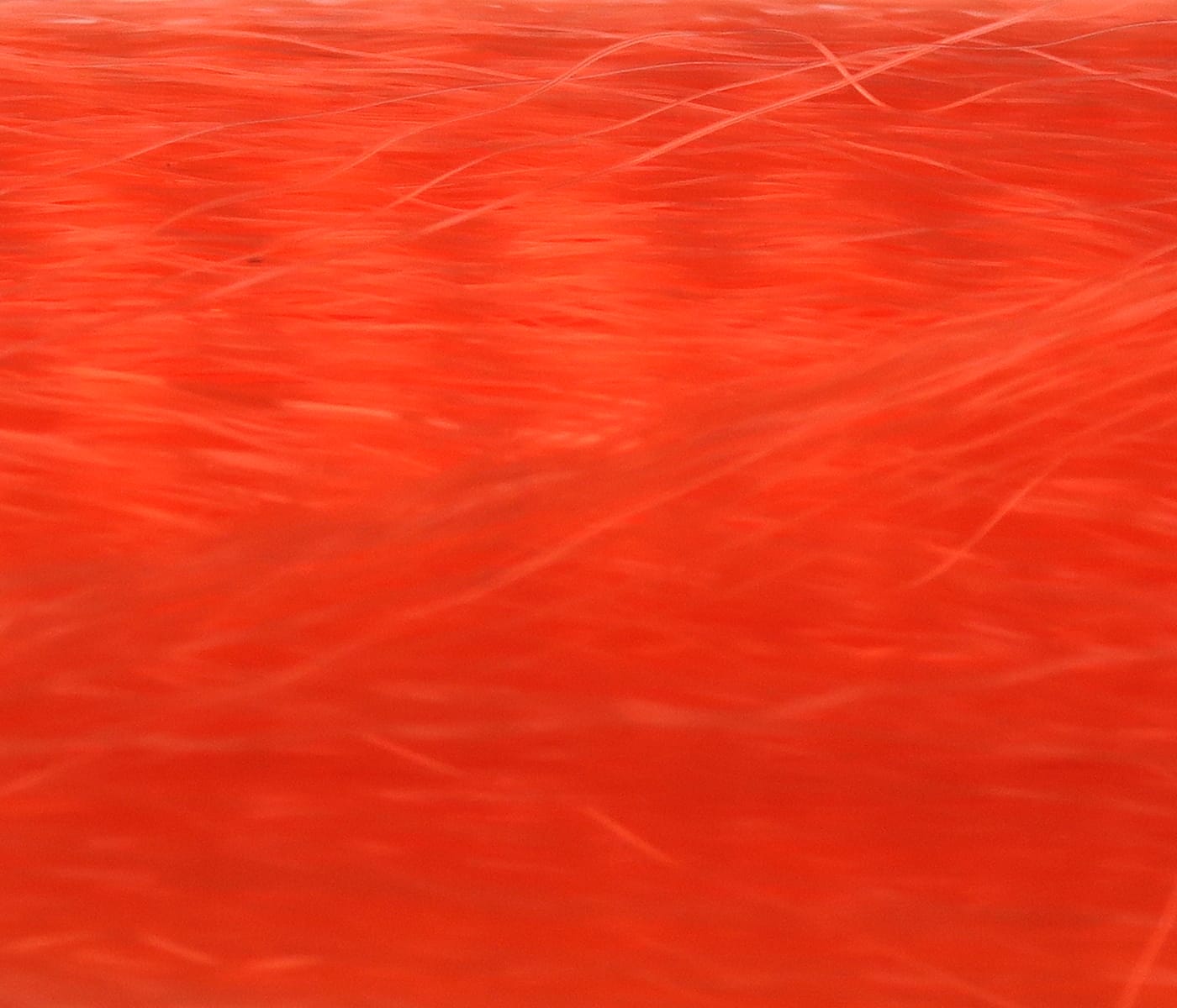 Bright fluorescent orange synthetic fly tying hair, Hedron Unique Hair showing fine wispy fibers and smooth texture