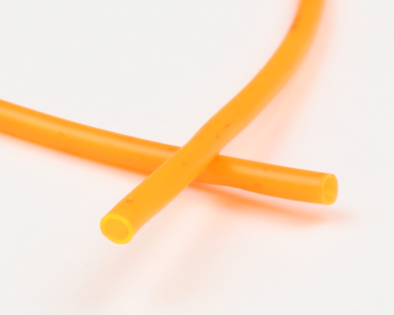 Orange translucent silicone hook holder tubing, two hollow flexible tubes