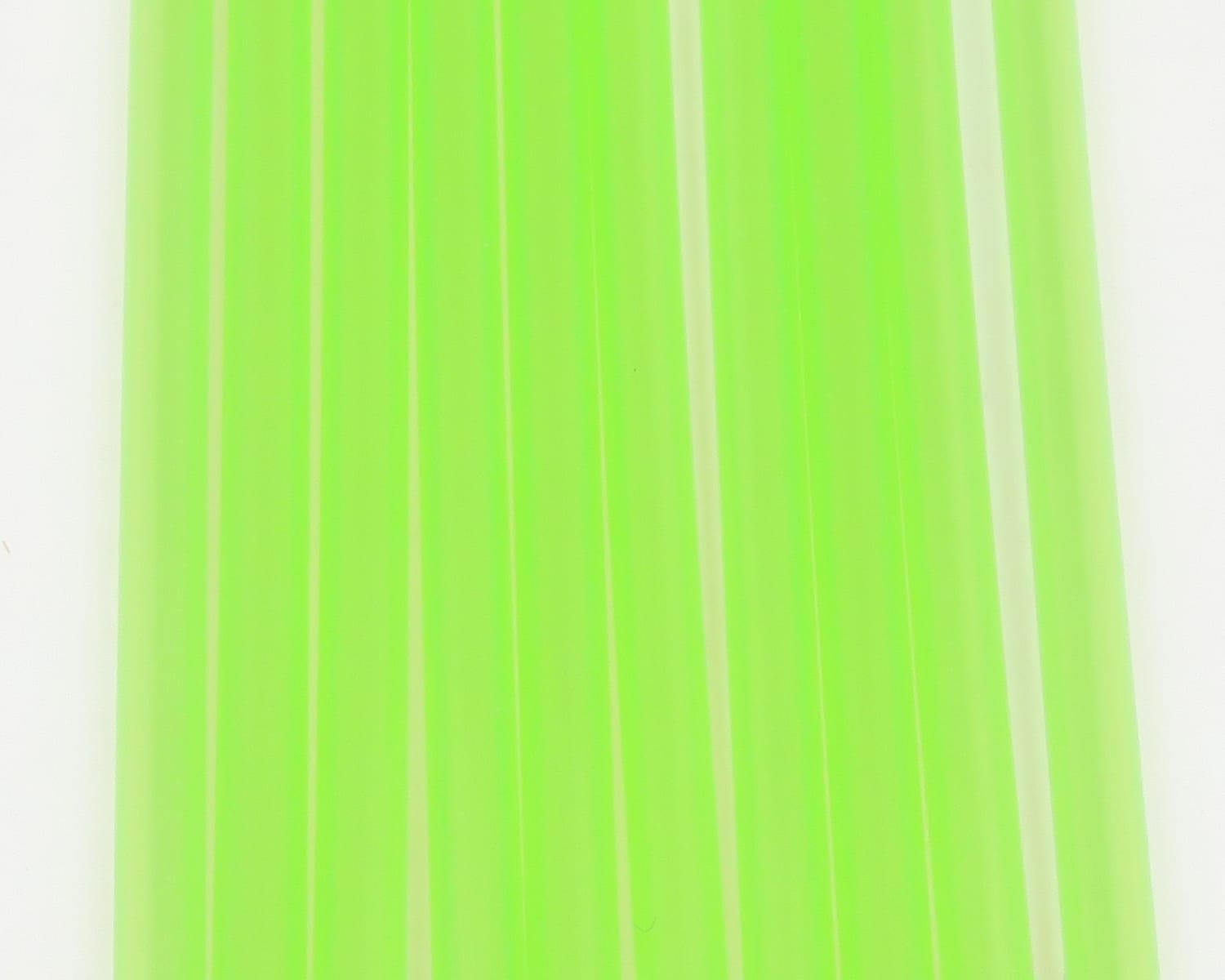 HMH poly tubes for fly tying, neon chartreuse translucent plastic tubes in parallel vertical strips