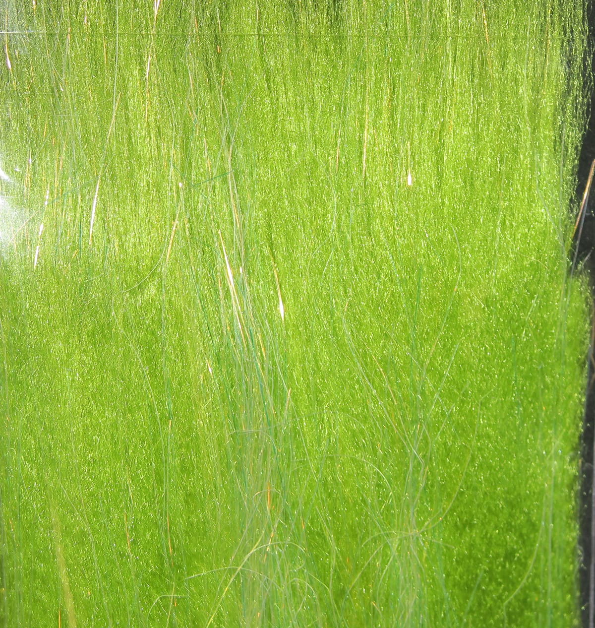 Just Add H2O Angel Silk bright chartreuse fly tying material with fine iridescent silky strands and subtle gold flash fibers