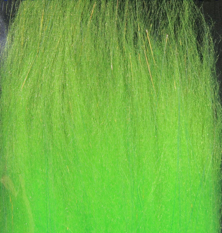 Chartreuse Angel Silk fly tying fibers with silky synthetic strands and subtle gold flash