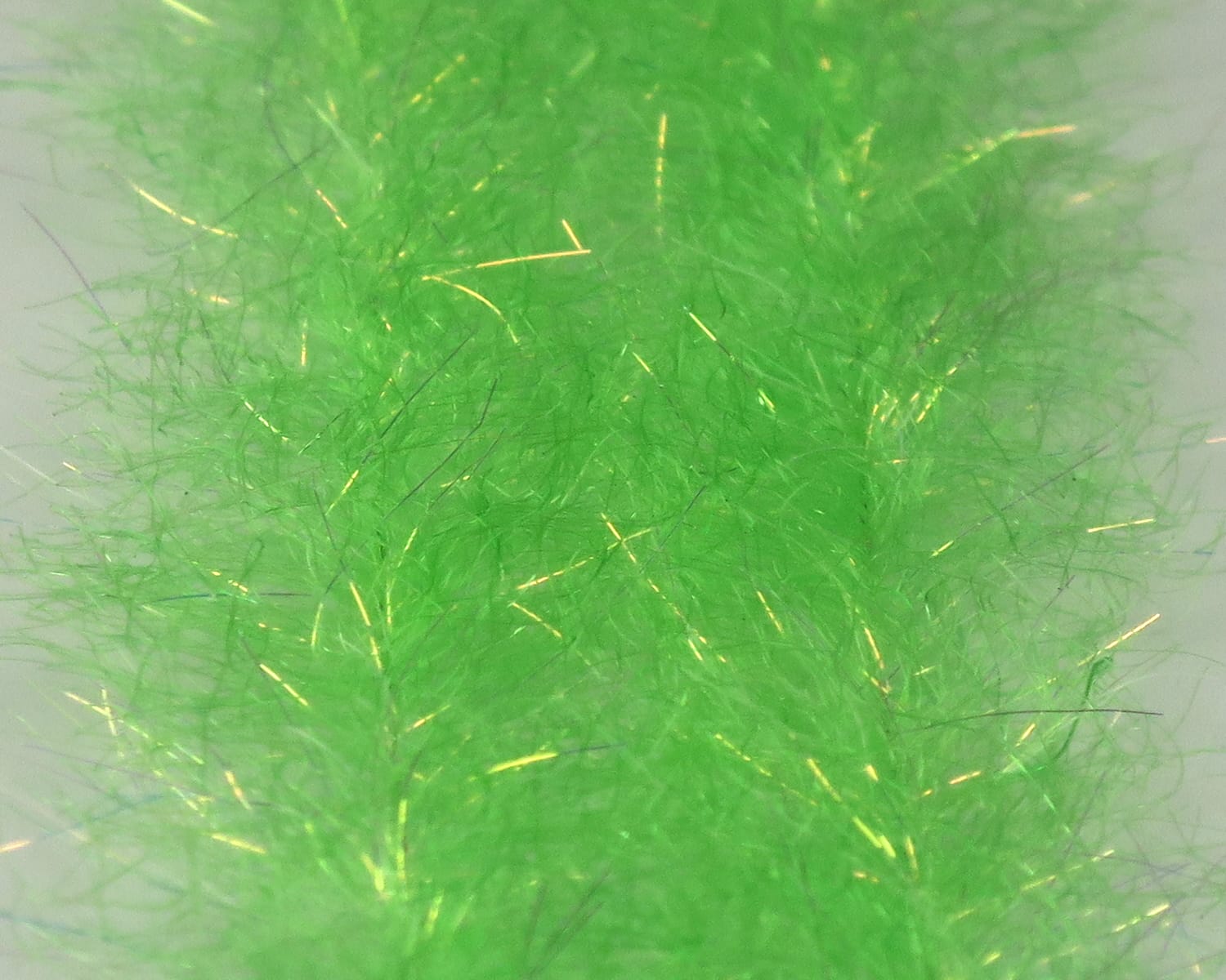 Chartreuse synthetic Flash Blend baitfish brush with fuzzy fibers and gold flash strands for fly tying