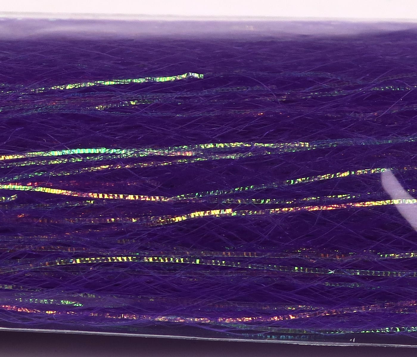 Purple synthetic fly-tying fibers with iridescent flash strips, Just Add H2O Flash N Slinky