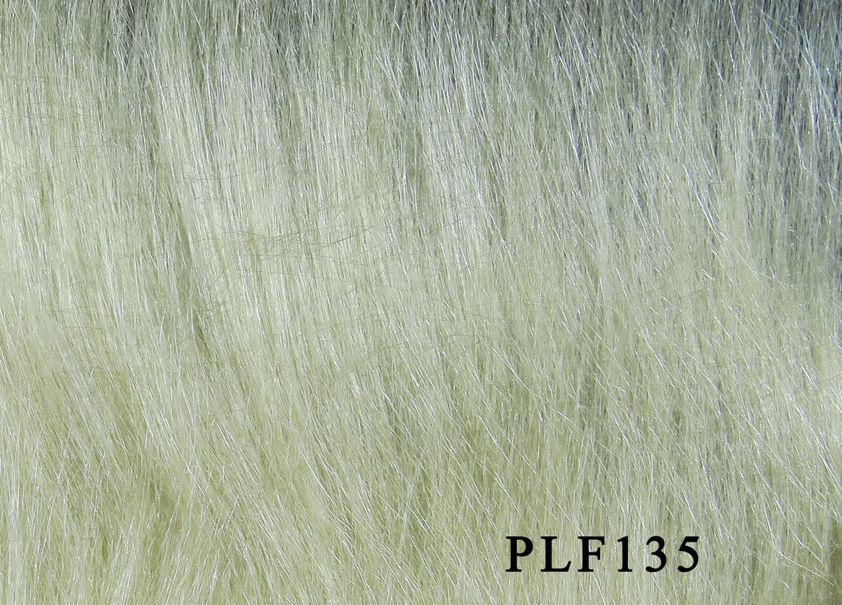 Pale olive-green silky synthetic polar fibre with long glossy strands and soft fur texture for fly tying (PLF135)