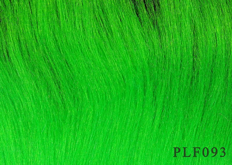 Fluorescent green polar fibre strands, silky synthetic material with long wavy fibers for fly tying lures