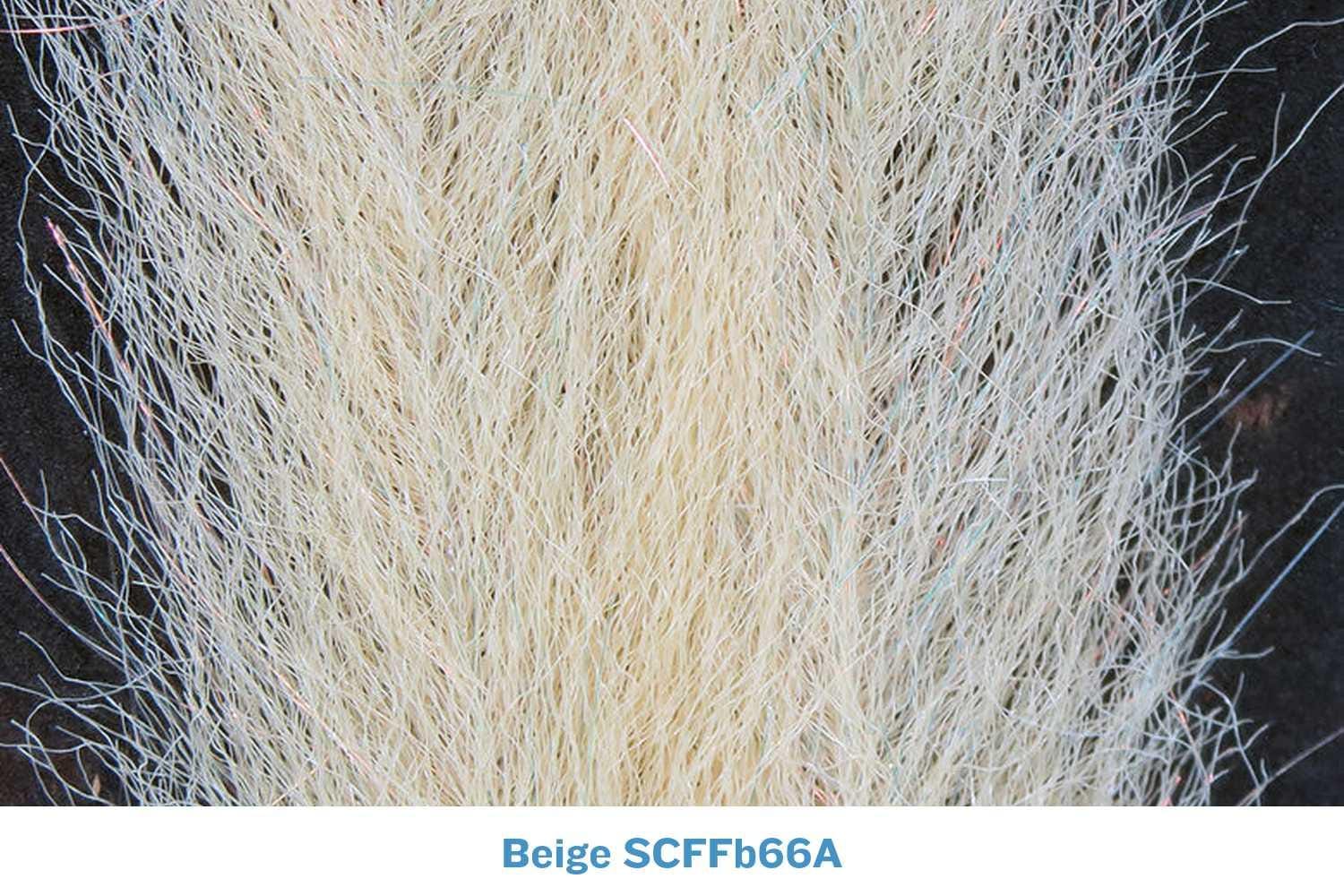 Beige synthetic sculpting flash streamer brush with long wispy fibers and subtle iridescent tinsel for fly tying