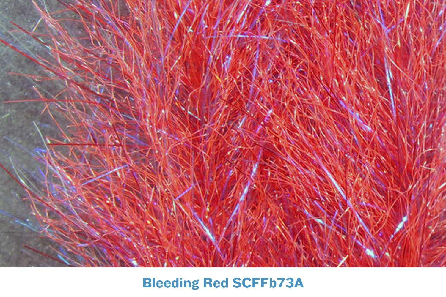 Bleeding red iridescent synthetic fibers with blue flash strands, fluffy sculpting flash streamer brush for fly tying