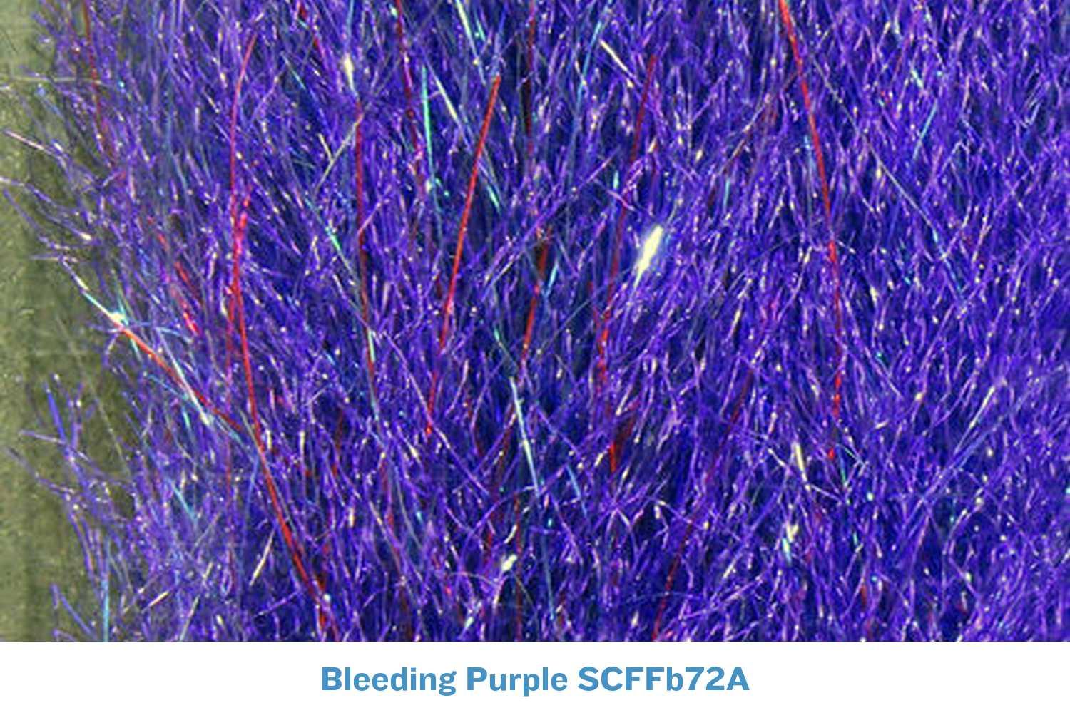 Bleeding purple sculpting flash streamer brush with iridescent synthetic fibers and thin red strands for fly tying