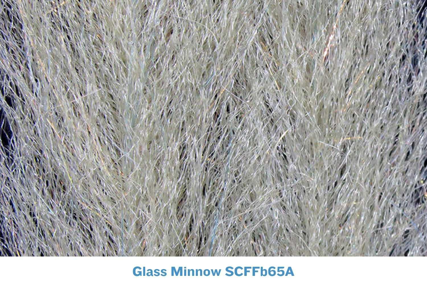 Silver-gray synthetic flash fibers with subtle iridescent strands, dense streamer brush for fly tying