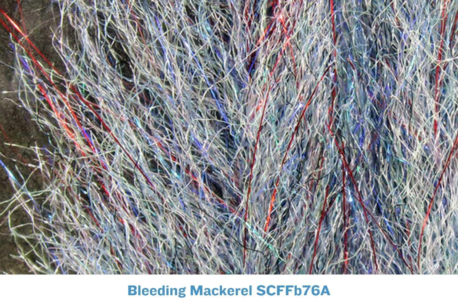 Silver-gray synthetic flash fibers with iridescent blue and red strands, wispy sculpting streamer brush for fly tying
