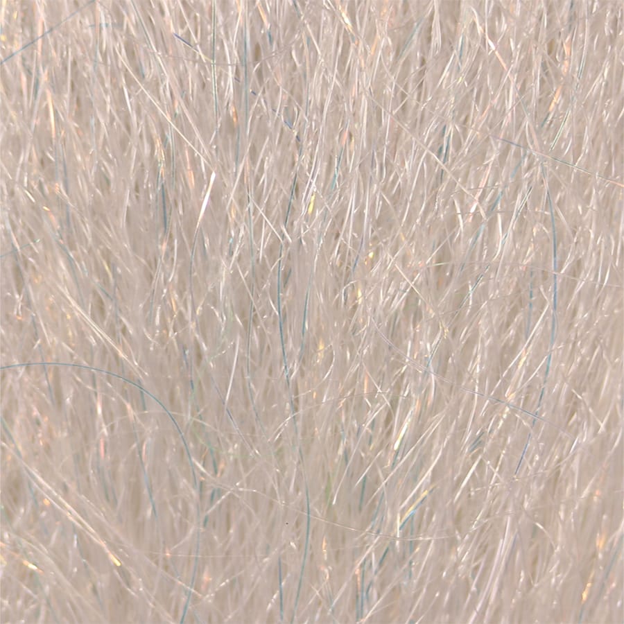 Pearl white synthetic fly tying fibers with fine iridescent blue and gold flash, Steve Farrar SF Blend