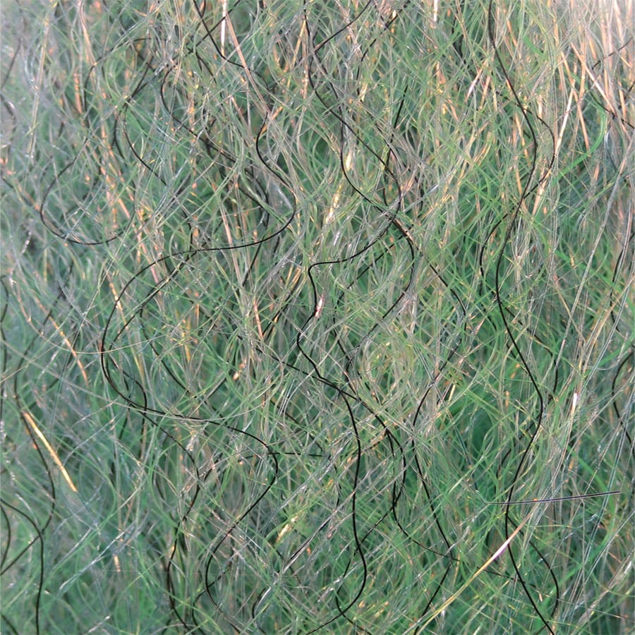 Olive green iridescent synthetic fibers with black wavy strands, Just Add H2O SF Blend fly tying material