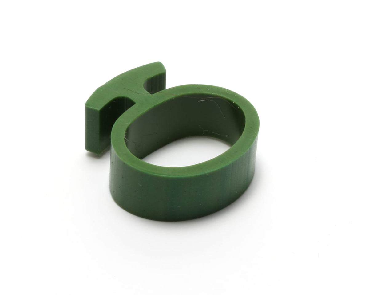 KIFF Leader Looper green plastic ring with T-shaped tab, smooth molded accessory for securing leaders or lines