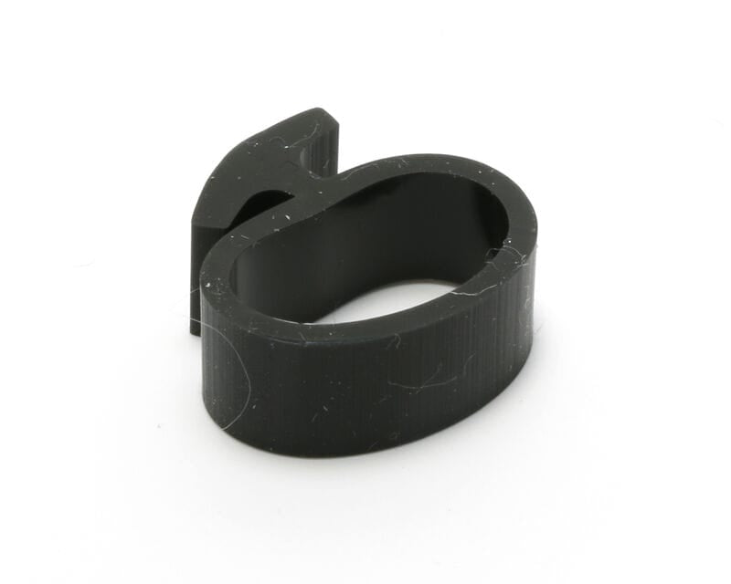 Black KIFF leader looper accessory, hard plastic oval ring with notch and hook for tying fishing leaders