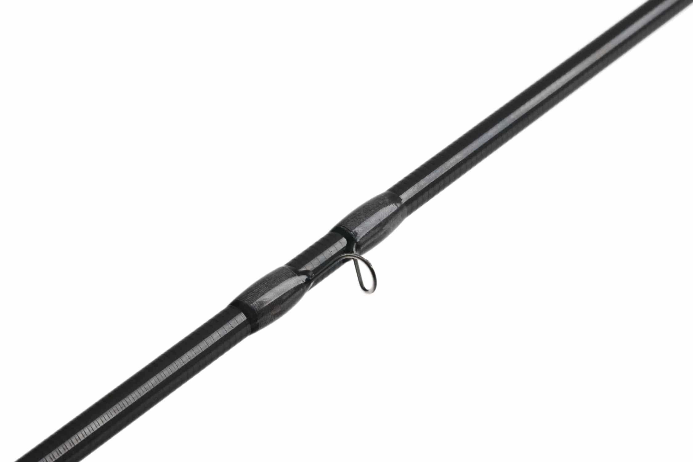 Lamson Purist fly rod blank in glossy black carbon fiber with wrapped guide and tapered shaft