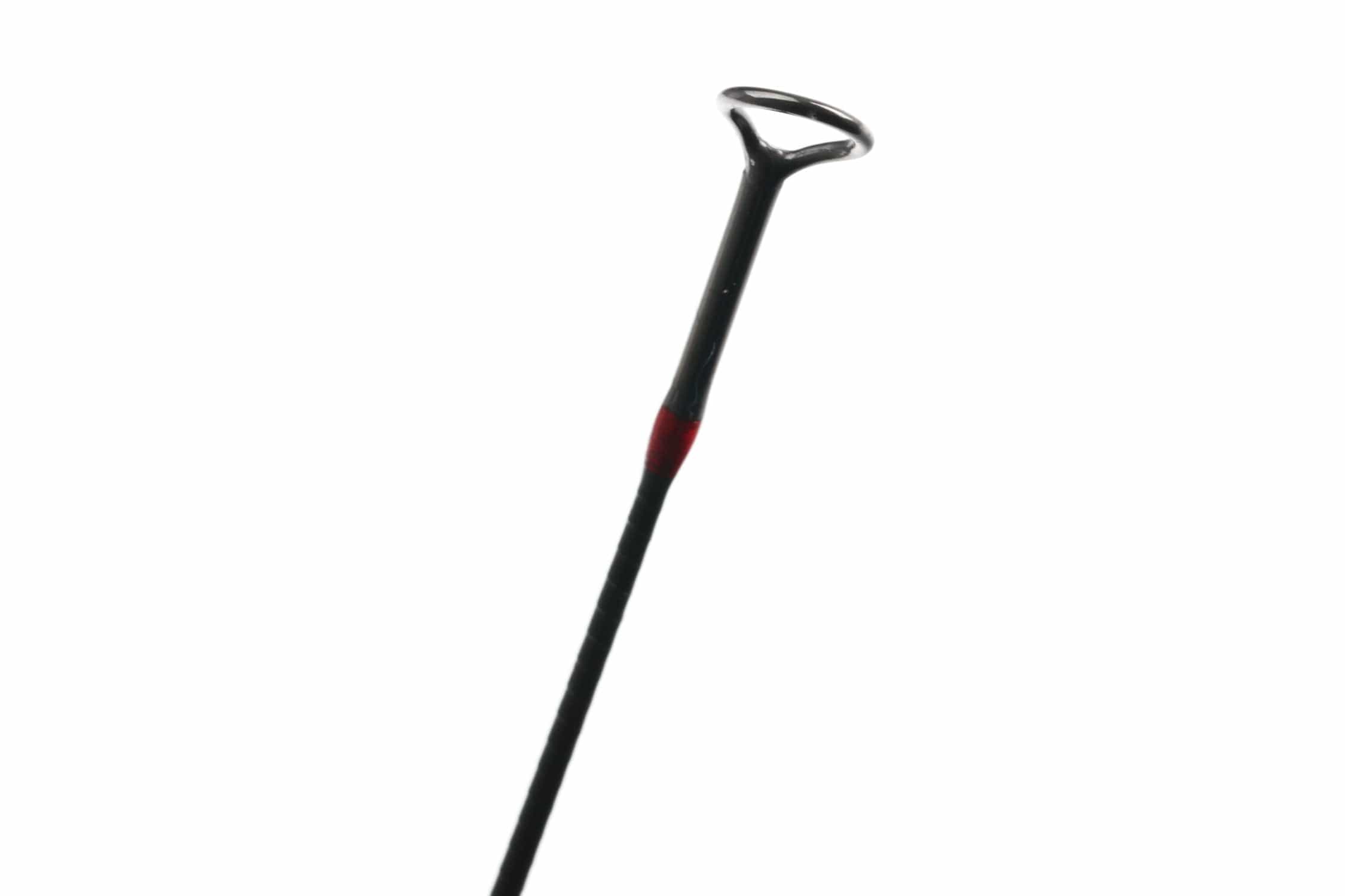 Lamson Purist fly rod black carbon shaft with red trim and polished stainless steel tip guide