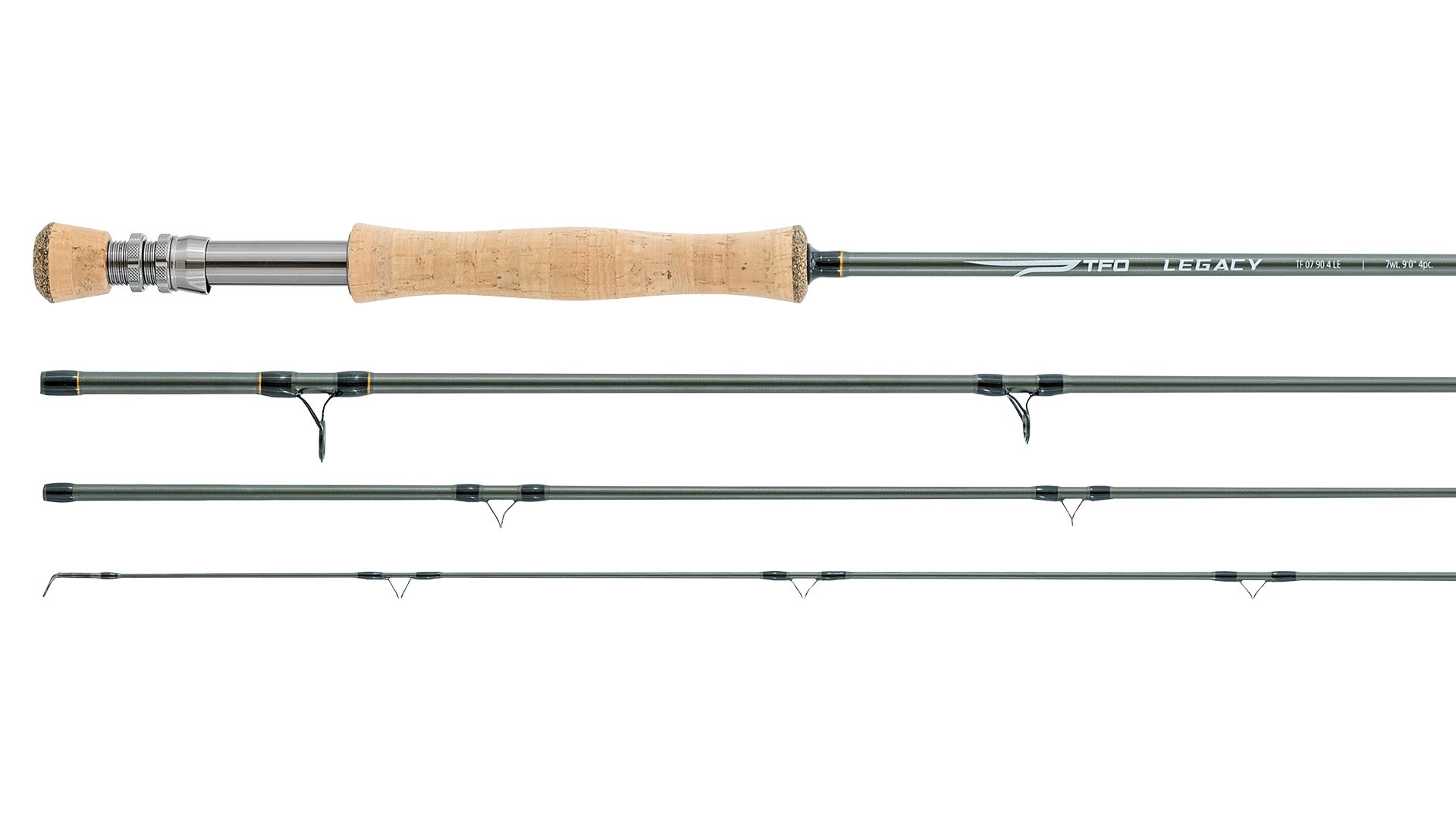 TFO Legacy Fly Rod full wells handle with fighting butt four-piece sections