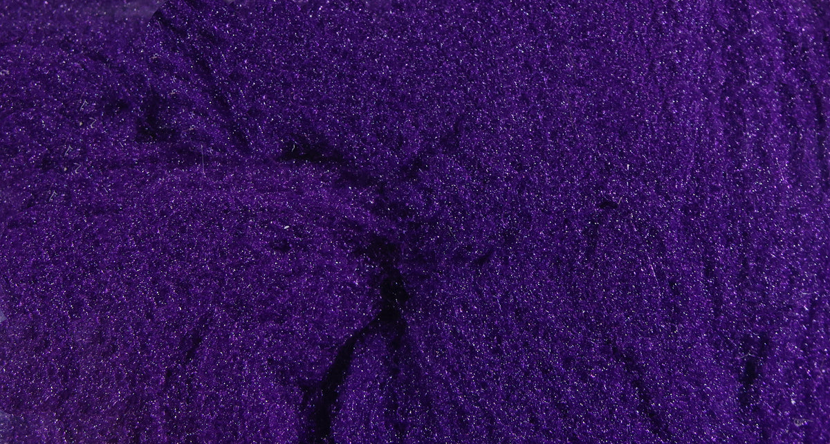 Deep purple sparkly McFlyFoam fly tying yarn with fine synthetic fibers and foam-like textured shimmer