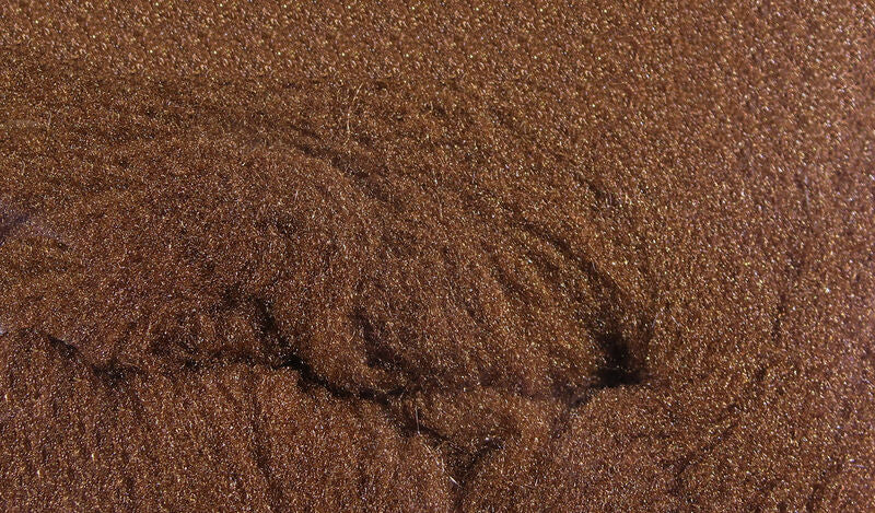 Copper-brown McFlyFoam fly tying yarn with fine metallic foam fibers and textured shimmering surface