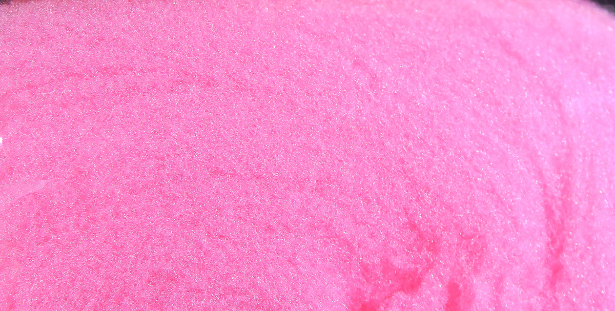 Hot pink McFlyFoam fly tying yarn with sparkly, fine foam texture and fluffy fibers