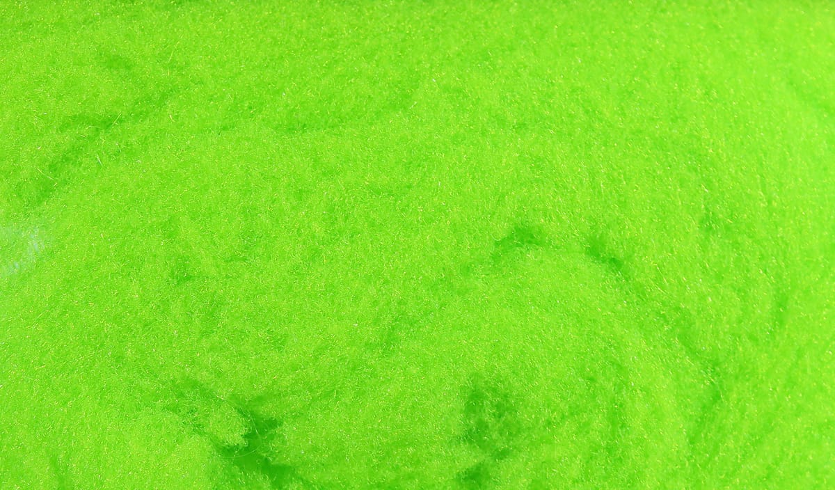 Neon chartreuse McFlyFoam fly tying yarn, fuzzy synthetic fibers with bright foam-like texture