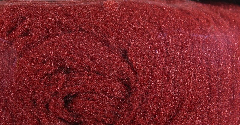 McFlyFoam deep burgundy sparkly fly tying yarn, fibrous foam texture with metallic sheen for artificial flies