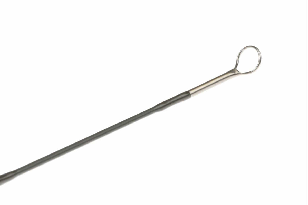 Orvis Recon 3 fly rod tip, dark graphite blank with silver stainless guide ring, slim modern fly rod section