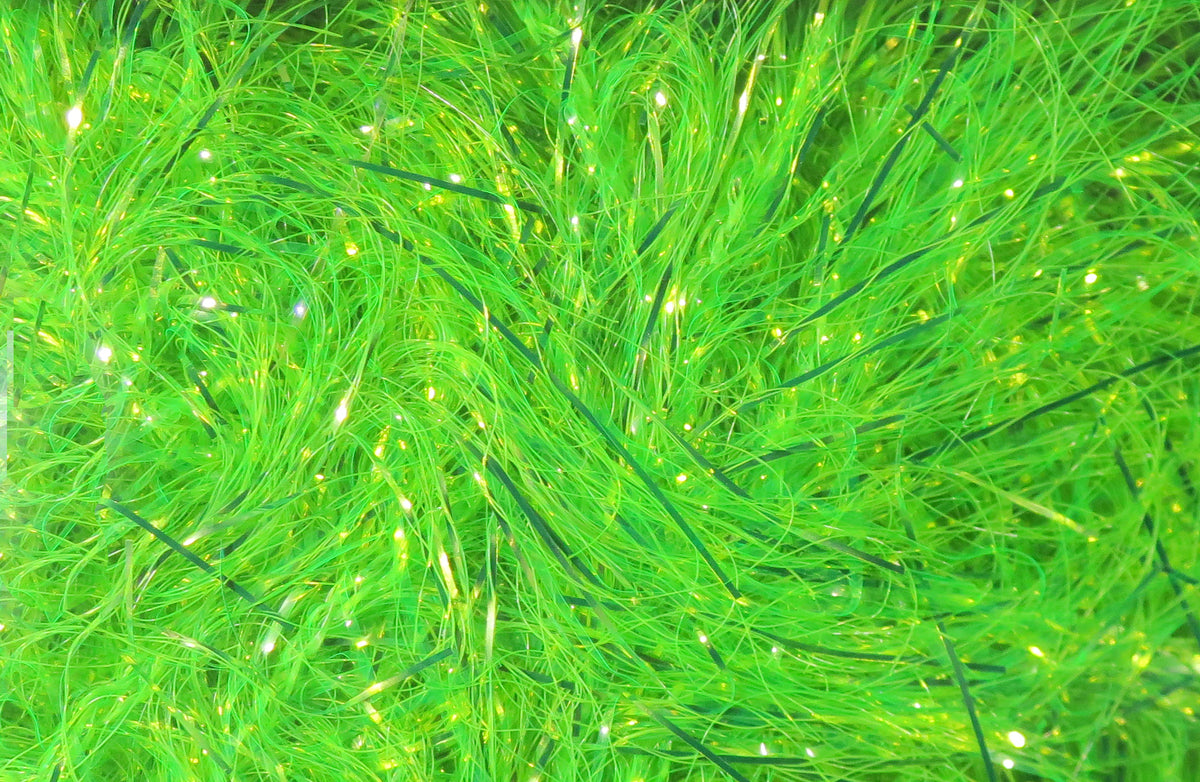 Chartreuse Polar Reflector flash chenille with long glossy fibers and sparkling reflective tinsel for fly tying