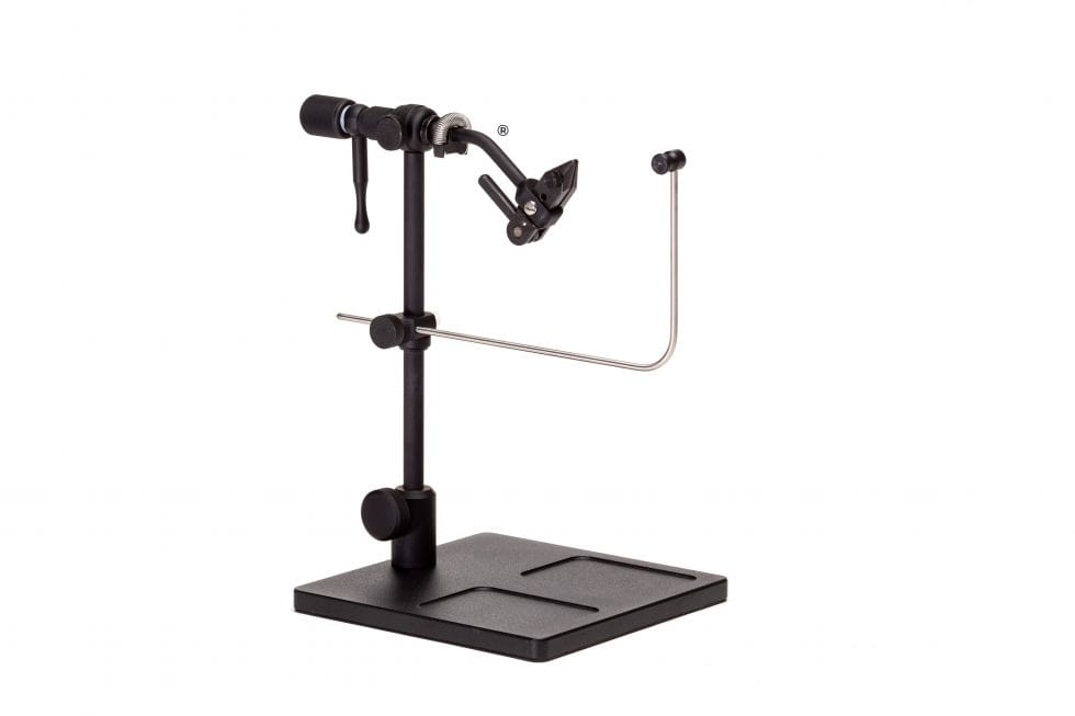 Renzetti Traveler 2200 true-rotary fly tying vise on a pedestal base with rotary arm