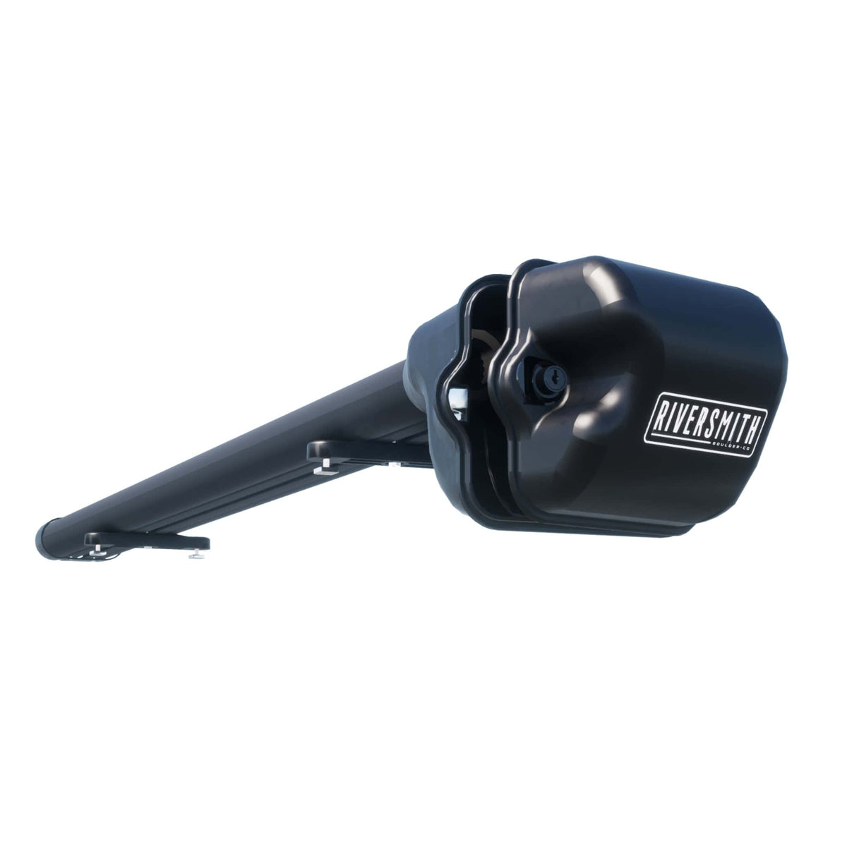 Riversmith ShortCut black fishing rod quiver mounted on vehicle with secure clamp system