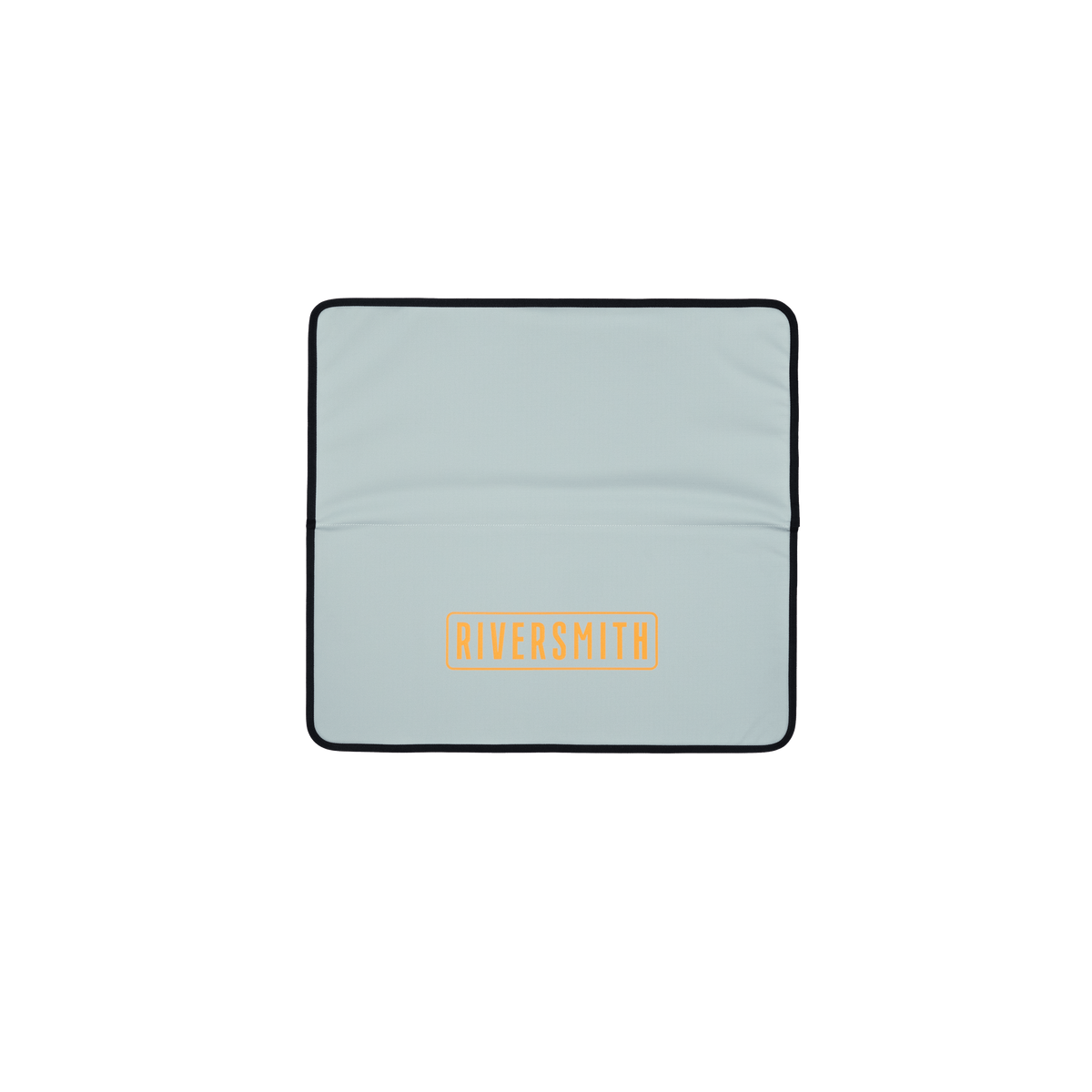 Riversmith Gear-Roll wader bag in light blue with black trim and orange logo branding
