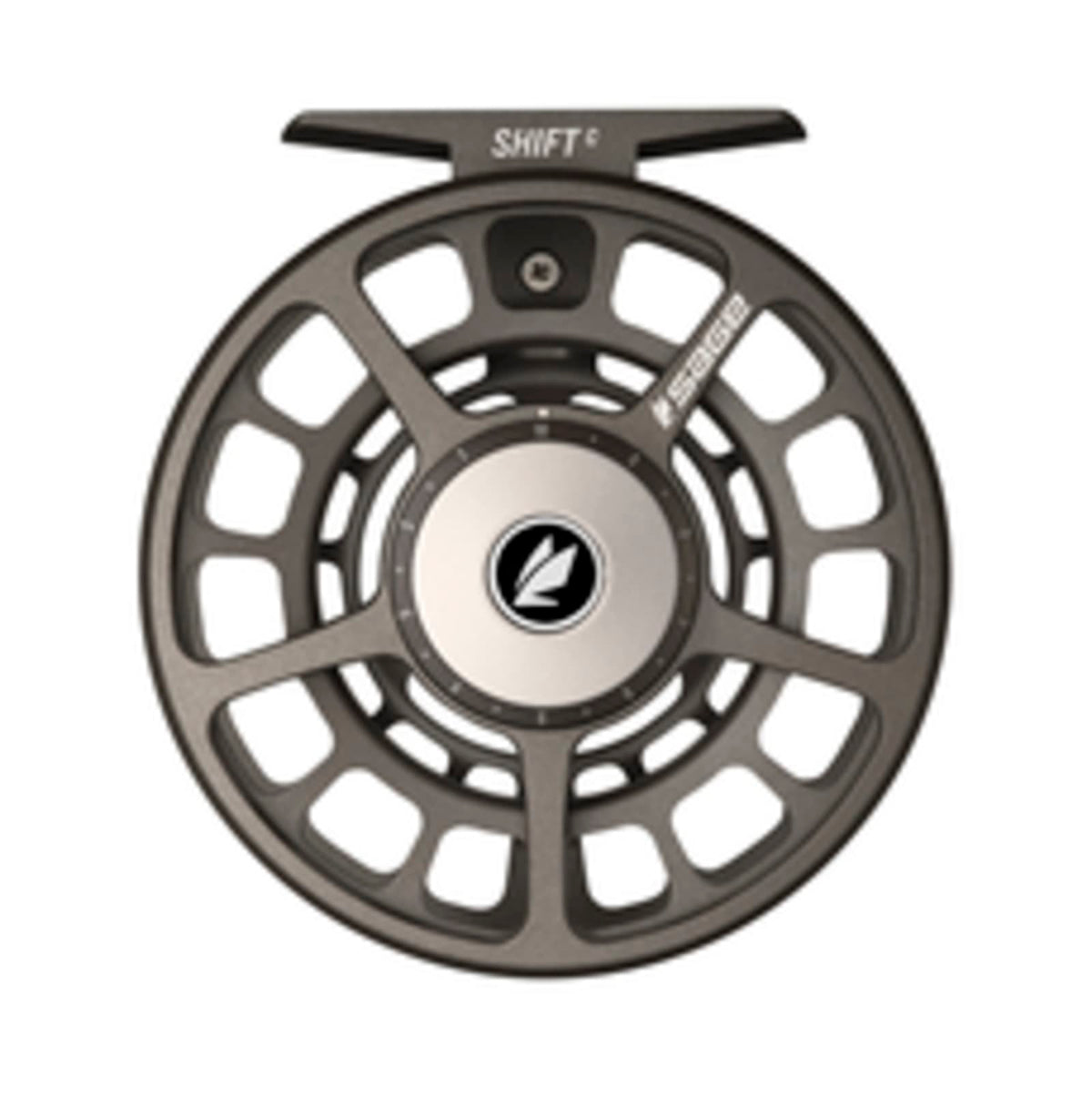 Sage Shift C Fly Reel in Grey, front view